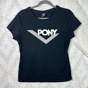 Pony black logo baby tee size L